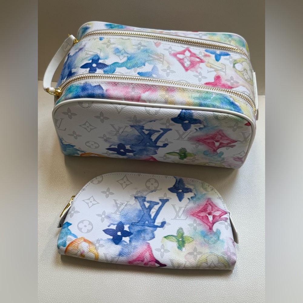 Watercolor DH Gate Monogrammed Makeup Bag Cosmetic Bag Virgil Rare Dopp Toiletry